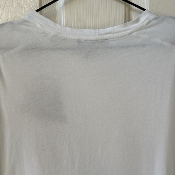 Maje Crewneck Paris Print Preppy Neutral Shirt White Size 2 oversized Flawed - Picture 5 of 8